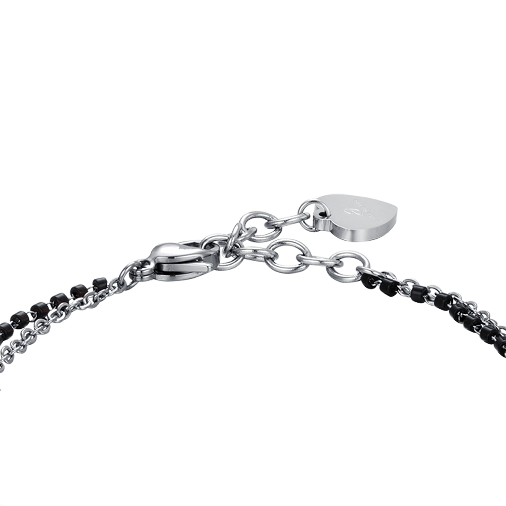 BRACELET POUR FEMME EN ACIER AVEC ÉTOILES, ÉLÉMENTS IP NOIRS ET CRISTAL BLANC