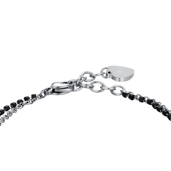 BRACELET POUR FEMME EN ACIER AVEC ÉTOILES, ÉLÉMENTS IP NOIRS ET CRISTAL BLANC