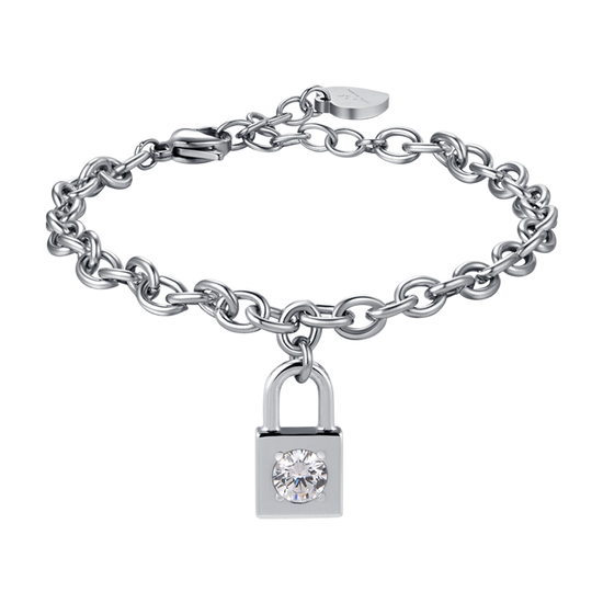 BRACELET CADENAS EN ACIER POUR FEMME AVEC CRISTAL BLANC