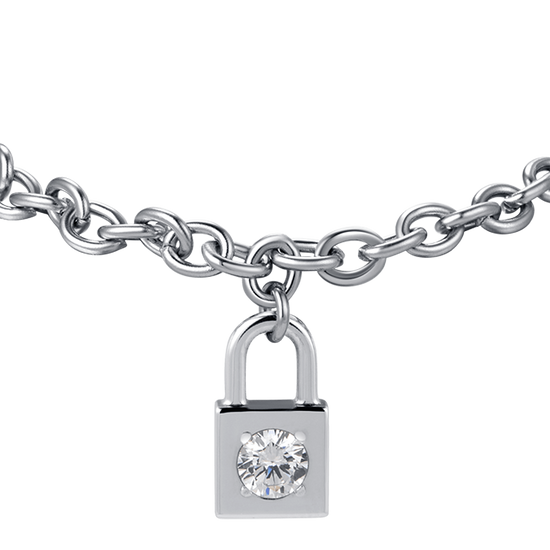 BRACELET CADENAS EN ACIER POUR FEMME AVEC CRISTAL BLANC