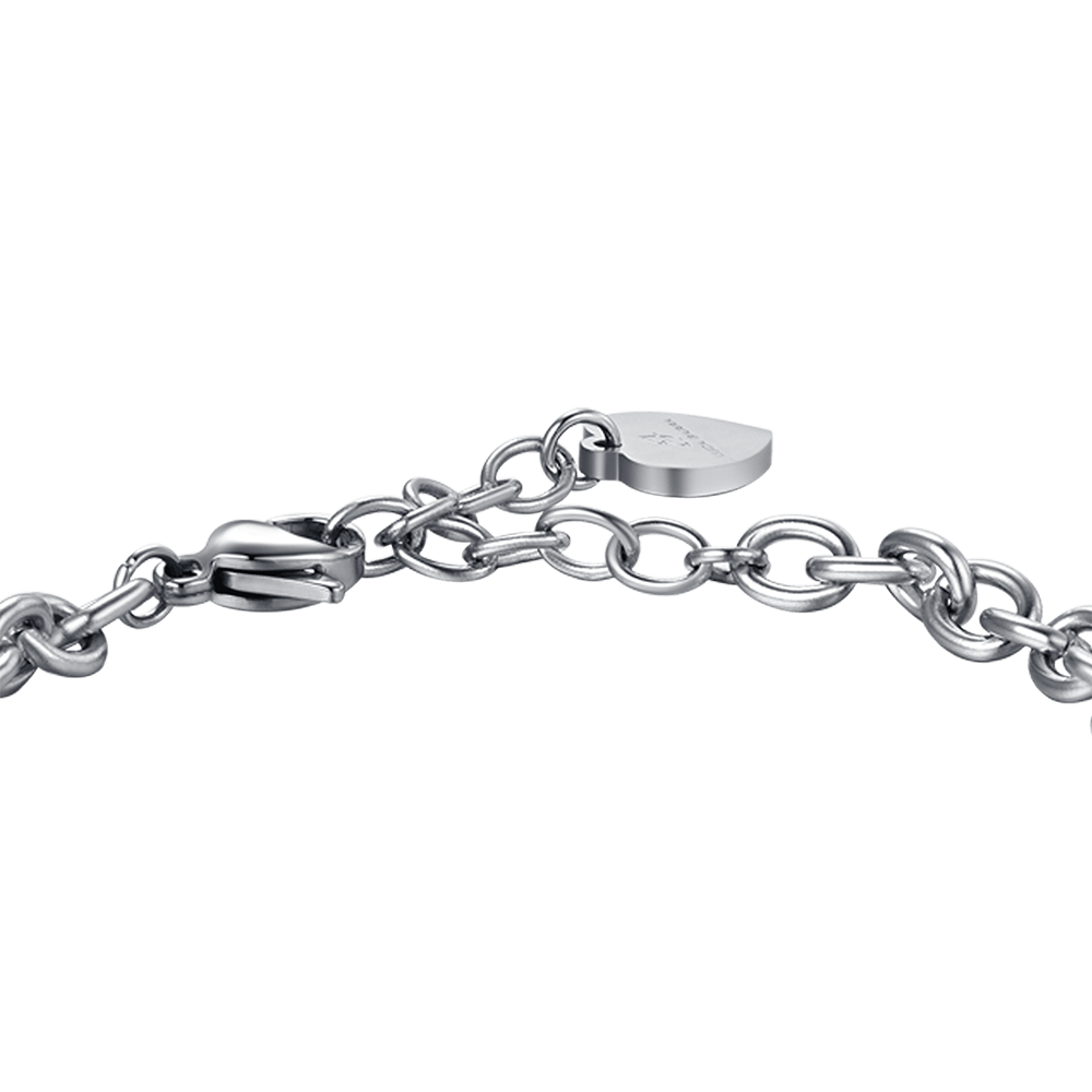 BRACELET CADENAS EN ACIER POUR FEMME AVEC CRISTAL BLANC