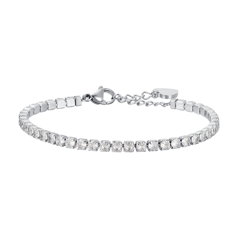 BRACELET DE TENNIS EN ACIER POUR FEMMES AVEC CRISTAUX BLANCS DE 4 MM