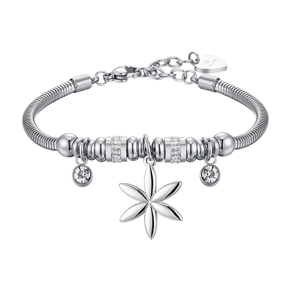 BRACELET POUR FEMME EN ACIER AVEC FLEUR DE VIE ET CRISTAUX BLANCS Luca Barra