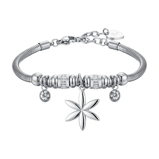 BRACELET POUR FEMME EN ACIER AVEC FLEUR DE VIE ET CRISTAUX BLANCS Luca Barra