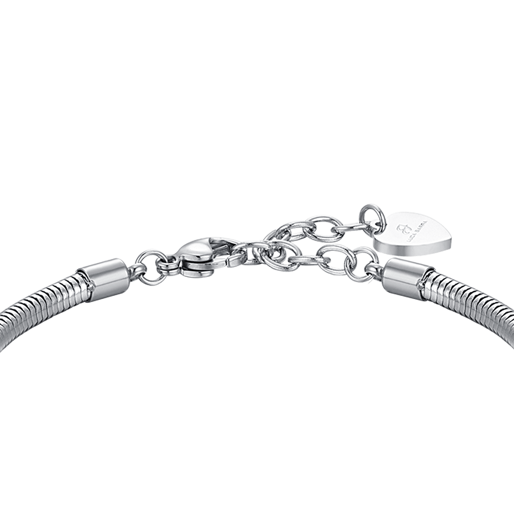 BRACELET POUR FEMME EN ACIER AVEC CŒUR ET CRISTAUX BLANCS