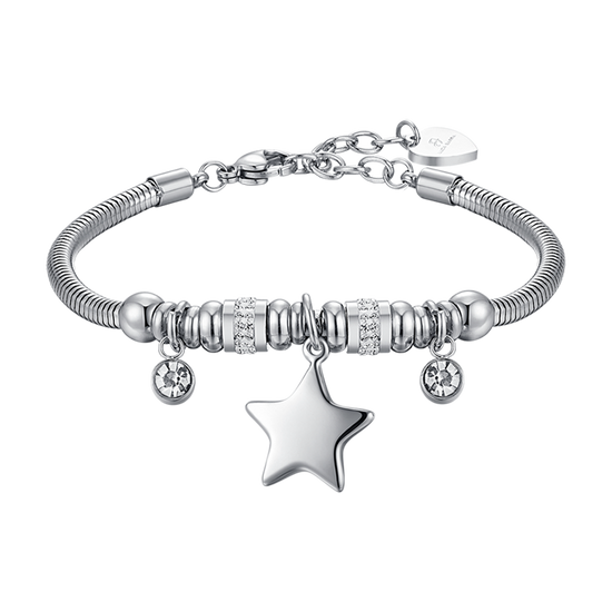 BRACELET POUR FEMME EN ACIER AVEC ÉTOILE ET CRISTAUX BLANCS