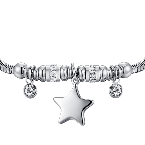 BRACELET POUR FEMME EN ACIER AVEC ÉTOILE ET CRISTAUX BLANCS