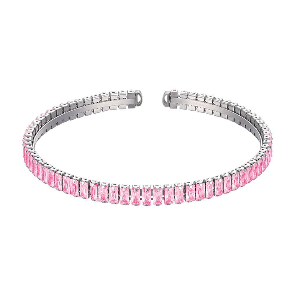 BRACELET ACIER POUR FEMME AVEC CRISTAUX ROSES