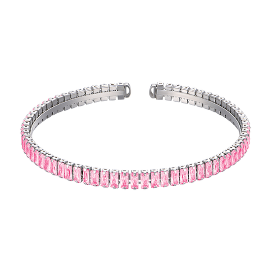 BRACELET ACIER POUR FEMME AVEC CRISTAUX ROSES