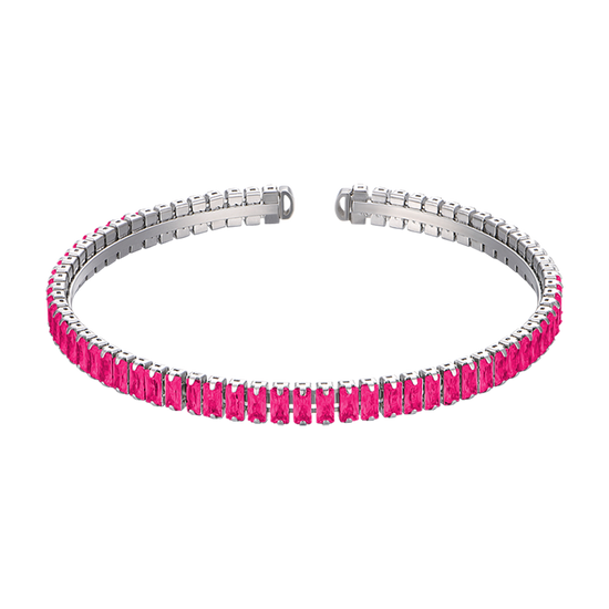 BRACELET FEMME EN ACIER AVEC CRISTAUX FUCHSIA