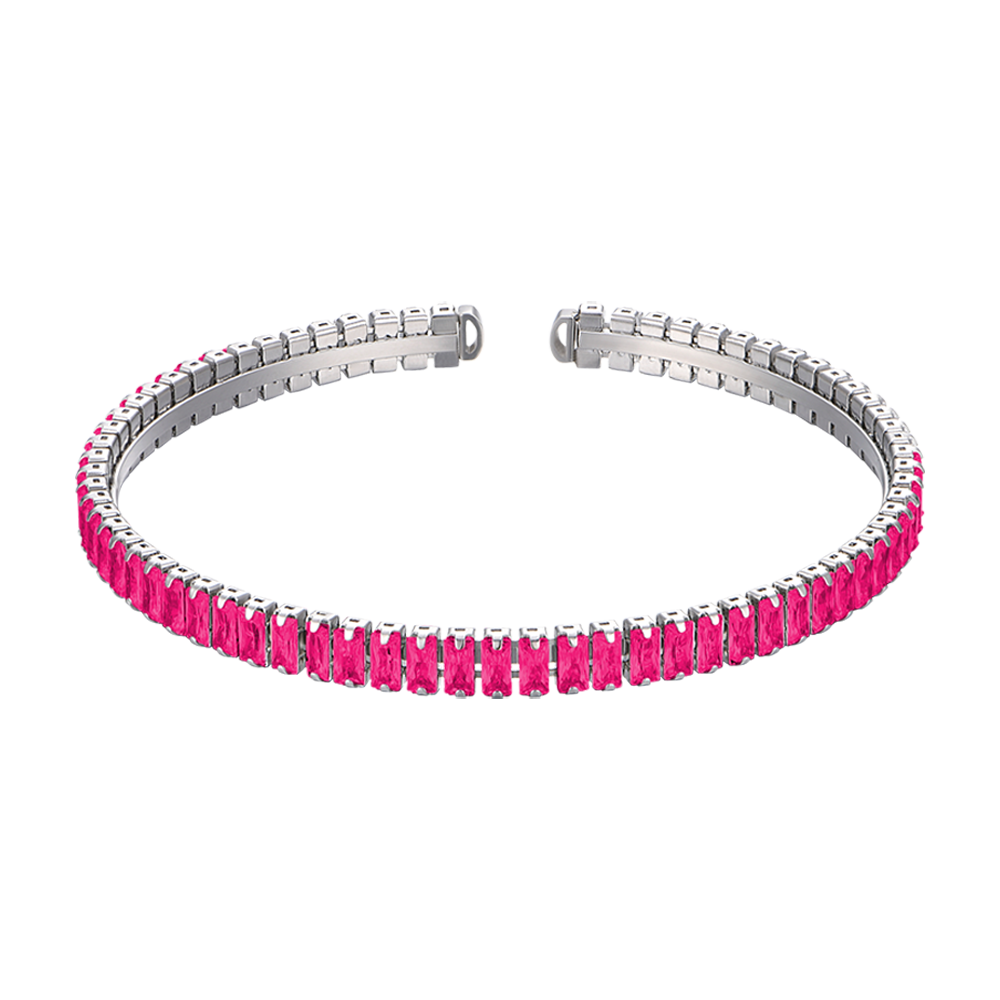 BRACELET FEMME EN ACIER AVEC CRISTAUX FUCHSIA