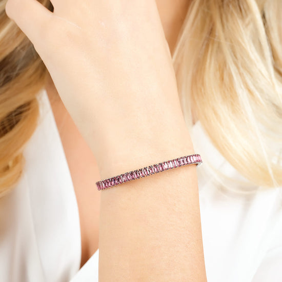 BRACELET FEMME EN ACIER AVEC CRISTAUX FUCHSIA