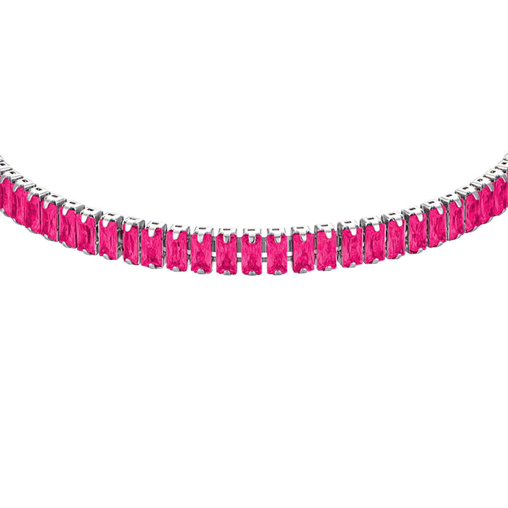 BRACELET FEMME EN ACIER AVEC CRISTAUX FUCHSIA