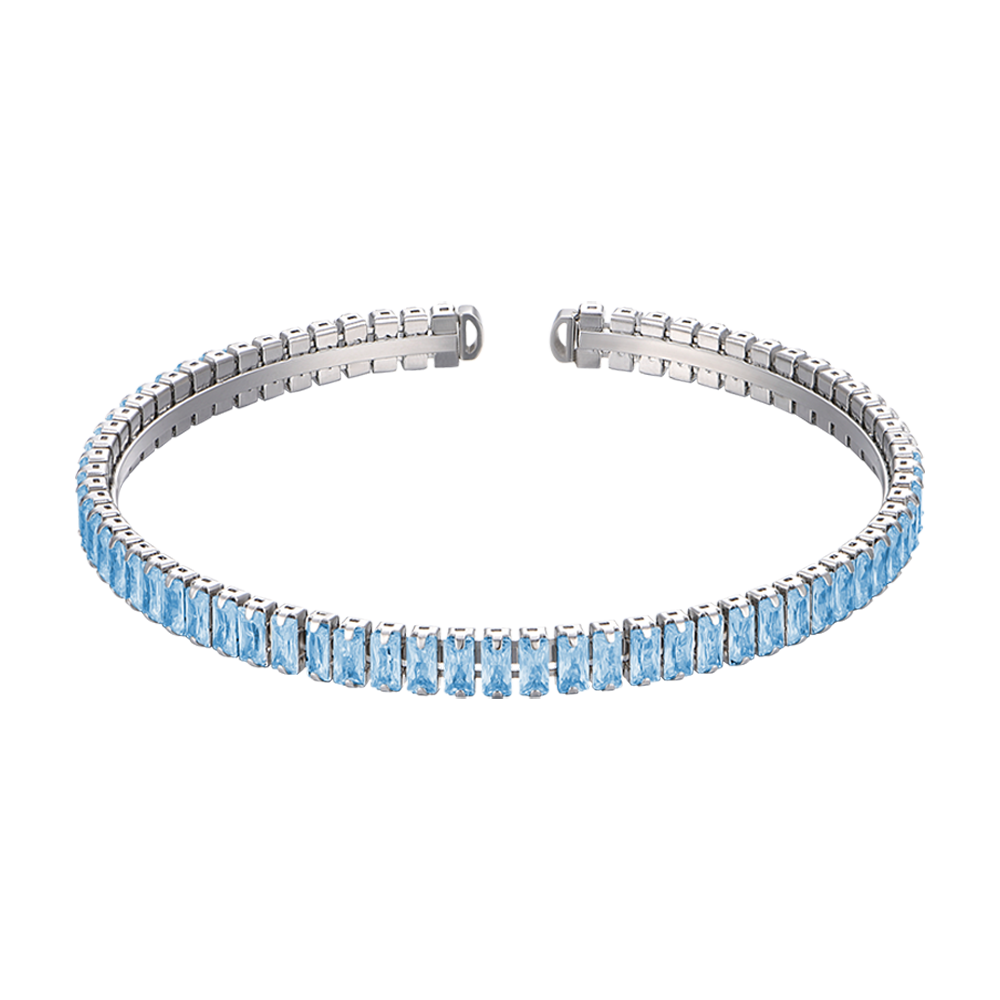 BRACELET FEMME EN ACIER AVEC CRISTAUX BLEUS