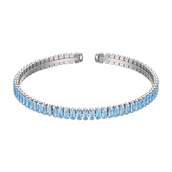 BRACELET FEMME EN ACIER AVEC CRISTAUX BLEUS