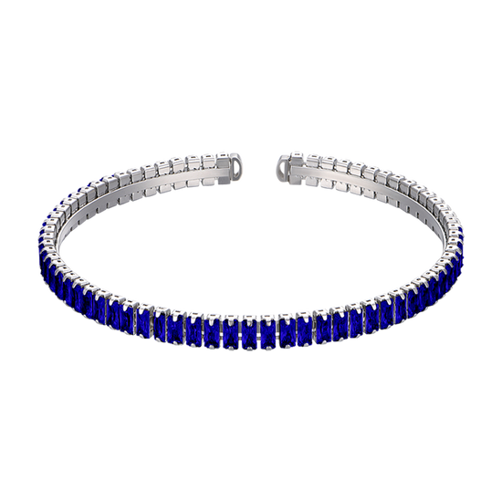 BRACELET EN ACIER POUR FEMMES AVEC CRISTAUX BLEUS