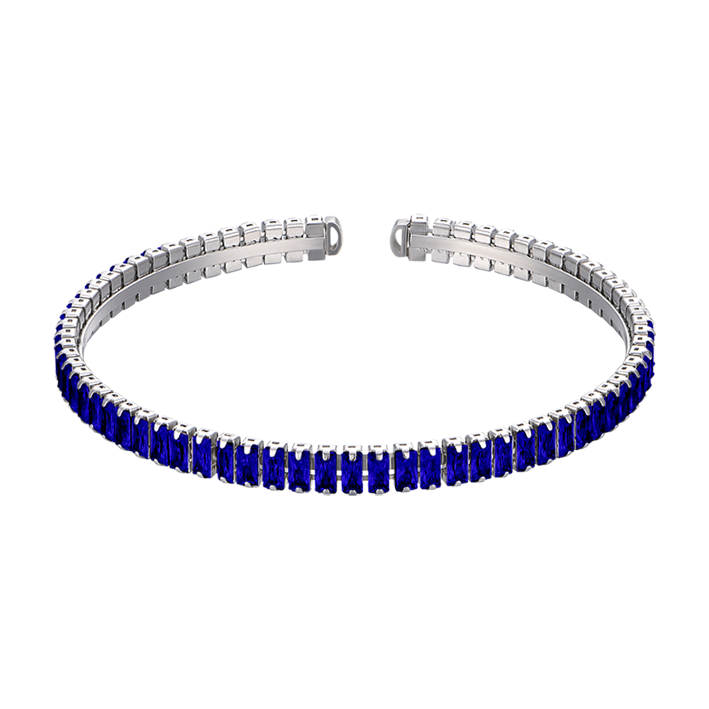 BRACELET EN ACIER POUR FEMMES AVEC CRISTAUX BLEUS