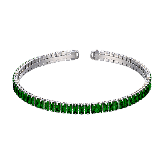 BRACELET ACIER POUR FEMME AVEC CRISTAUX VERTS