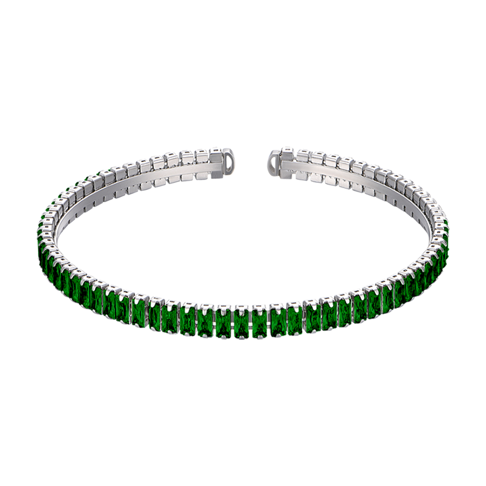 BRACELET ACIER POUR FEMME AVEC CRISTAUX VERTS