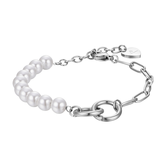 BRACELET FEMME EN ACIER AVEC PERLES BLANCHES