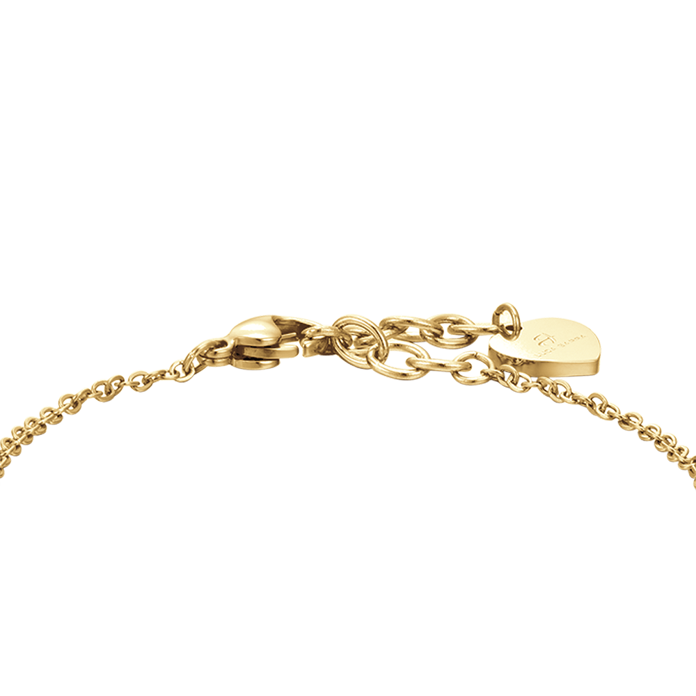 BRACELET FEMME EN ACIER DORÉ IP AVEC CŒURS ET CRISTAUX BLANCS