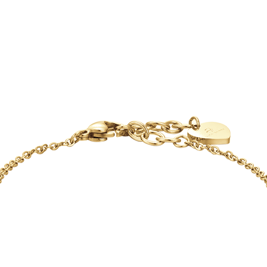 BRACELET FEMME EN ACIER DORÉ IP AVEC CŒURS ET CRISTAUX BLANCS