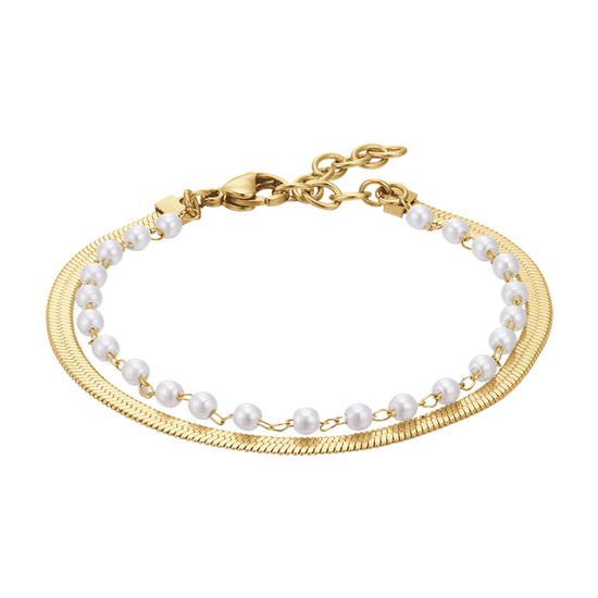 BRACCIALE DONNA IN ACCIAIO IP GOLD CON PERLE BIANCHE