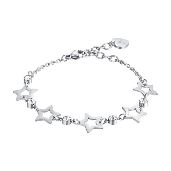 BRACELET POUR FEMME EN ACIER AVEC ÉTOILES AJOURÉES ET CRISTAUX BLANCS