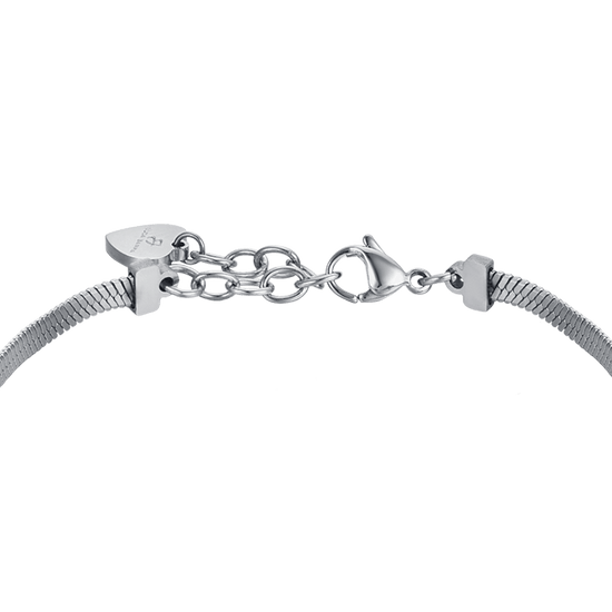 BRACELET POUR FEMME EN ACIER SERPENTÉ AVEC CŒURS AVEC CRISTAUX BLANCS