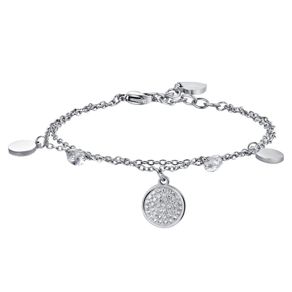 BRACELET POUR FEMME EN ACIER AVEC ÉLÉMENTS ET CRISTAUX BLANCS