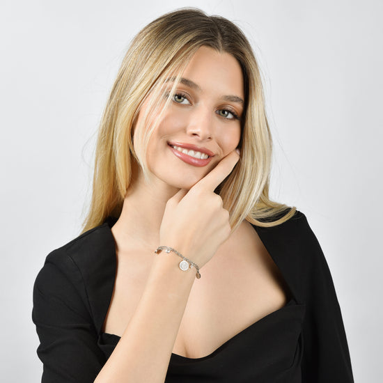 BRACELET POUR FEMME EN ACIER AVEC ÉLÉMENTS ET CRISTAUX BLANCS