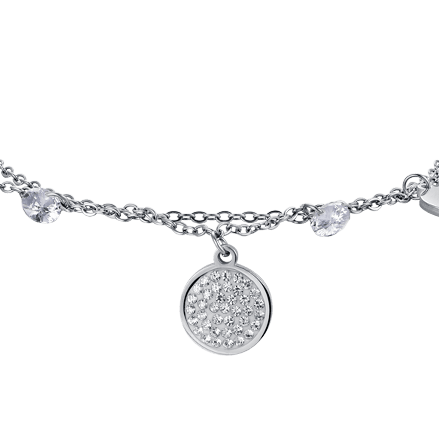 BRACELET POUR FEMME EN ACIER AVEC ÉLÉMENTS ET CRISTAUX BLANCS