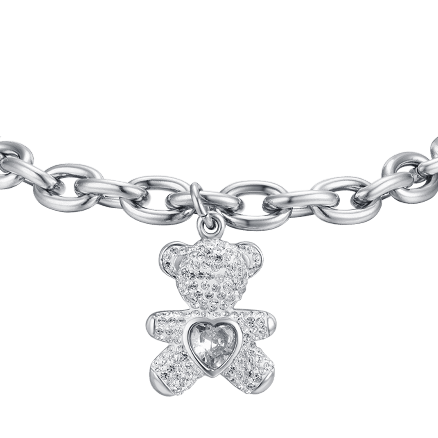 BRACELET ACIER POUR FEMME AVEC OURS AVEC CRISTAUX BLANCS