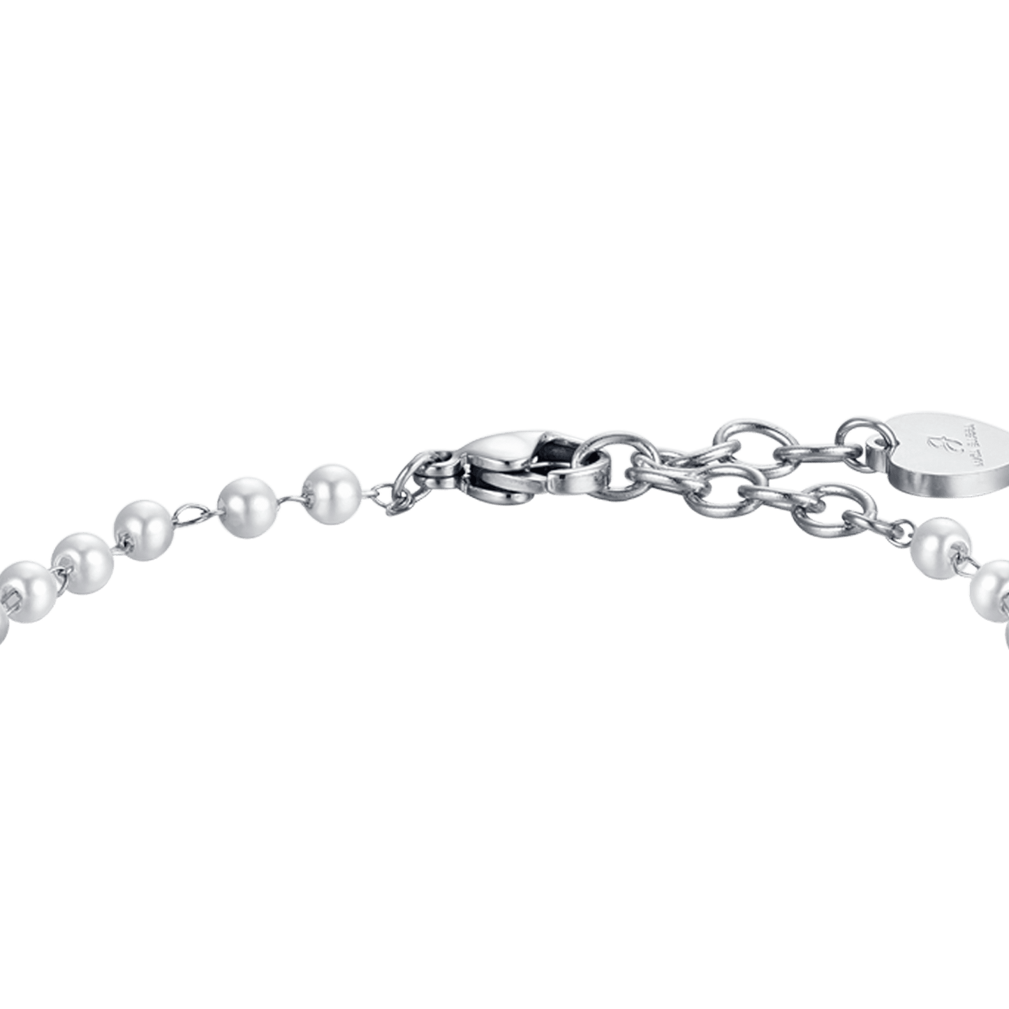 BRACELET POUR FEMME EN ACIER AVEC PERLES BLANCHES ET ÉTOILES