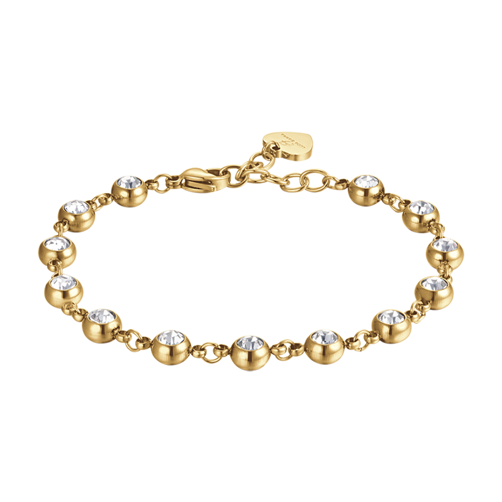 BRACELET POUR FEMME EN ACIER ET OR IP AVEC CRISTAUX BLANCS