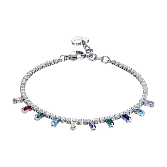 BRACELET ACIER POUR FEMME AVEC CRISTAUX MULTICOLORES