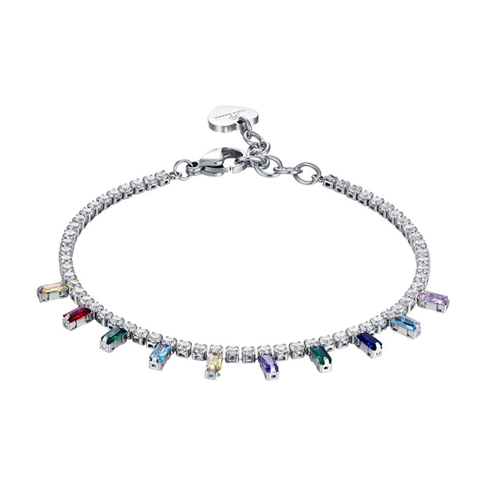 BRACELET ACIER POUR FEMME AVEC CRISTAUX MULTICOLORES