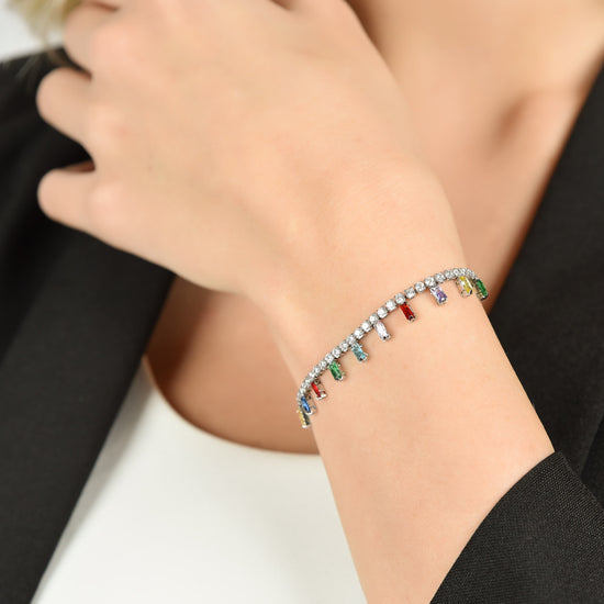 BRACELET ACIER POUR FEMME AVEC CRISTAUX MULTICOLORES