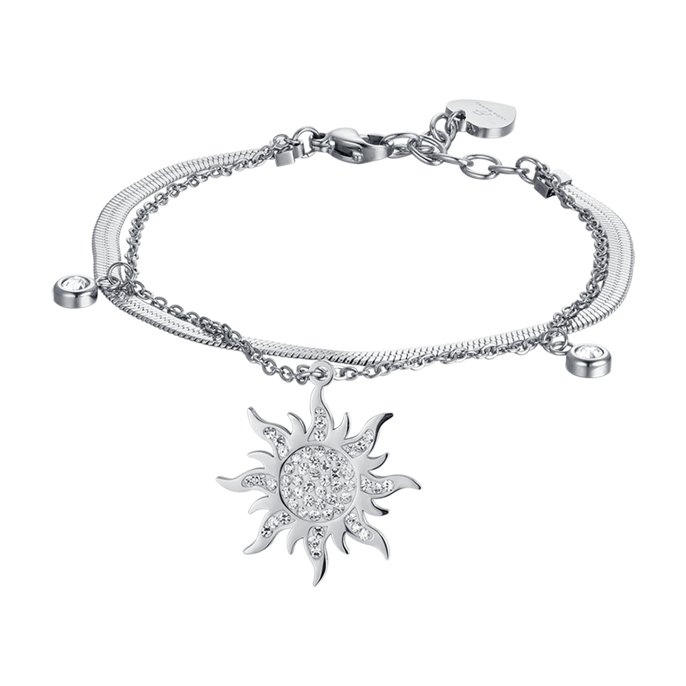 BRACELET SOLAIRE EN ACIER POUR FEMME AVEC CRISTAUX BLANCS