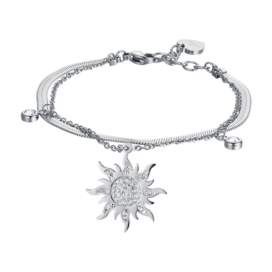 BRACELET SOLAIRE EN ACIER POUR FEMME AVEC CRISTAUX BLANCS