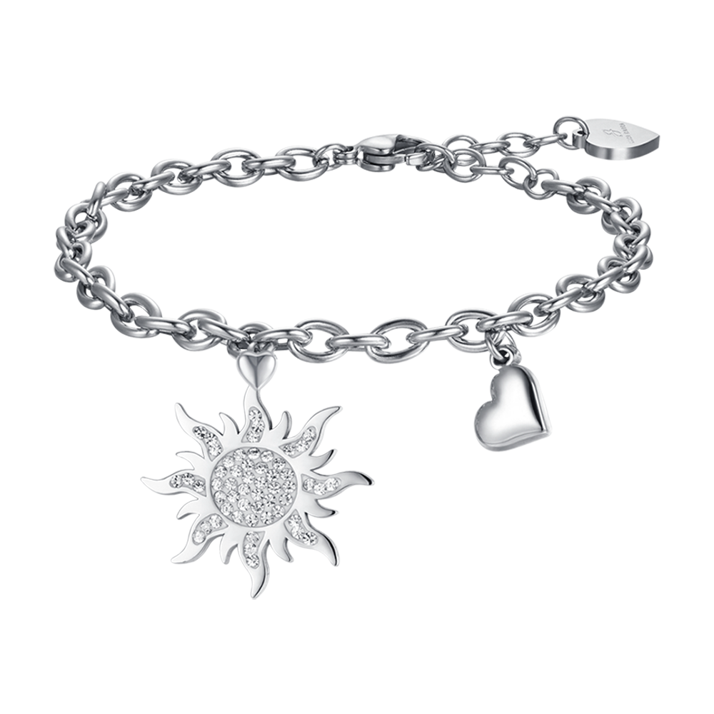 BRACELET SOLAIRE EN ACIER POUR FEMME AVEC CRISTAUX BLANCS