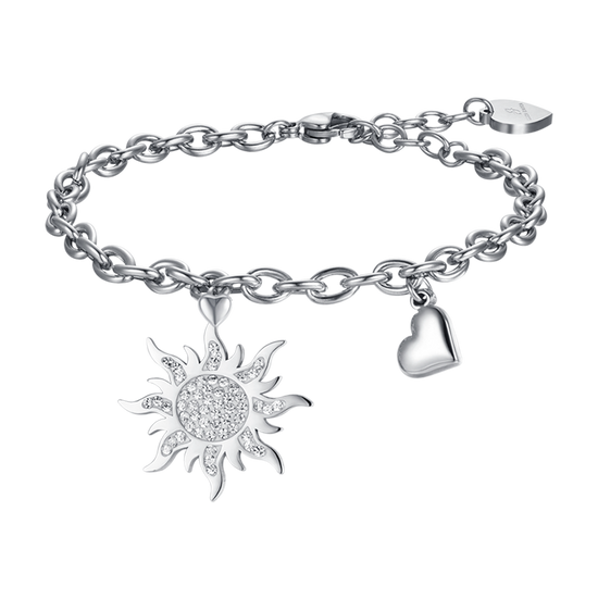 BRACELET SOLAIRE EN ACIER POUR FEMME AVEC CRISTAUX BLANCS