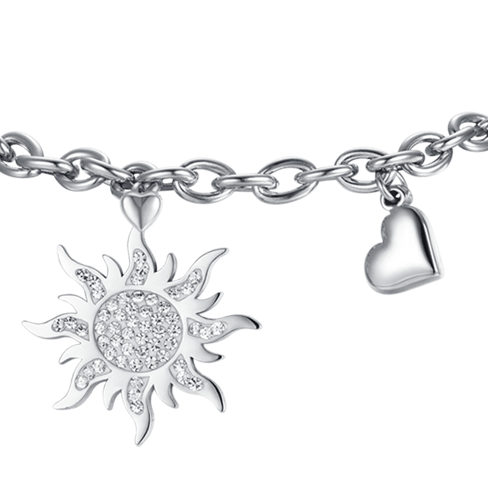 BRACELET SOLAIRE EN ACIER POUR FEMME AVEC CRISTAUX BLANCS