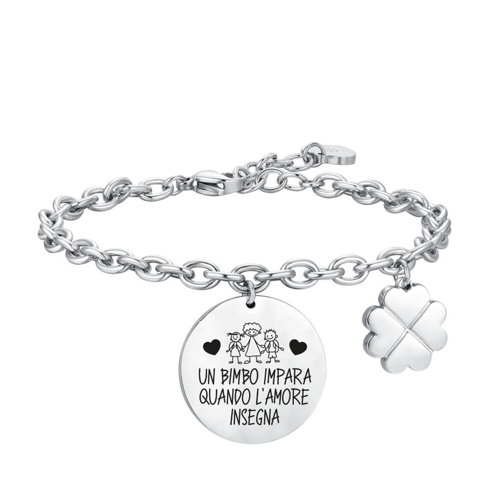 BRACELET EN ACIER POUR DAMES UN ENFANT APPREND QUAND L'AMOUR ENSEIGNE