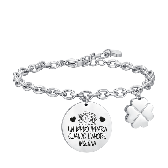 BRACELET EN ACIER POUR DAMES UN ENFANT APPREND QUAND L'AMOUR ENSEIGNE