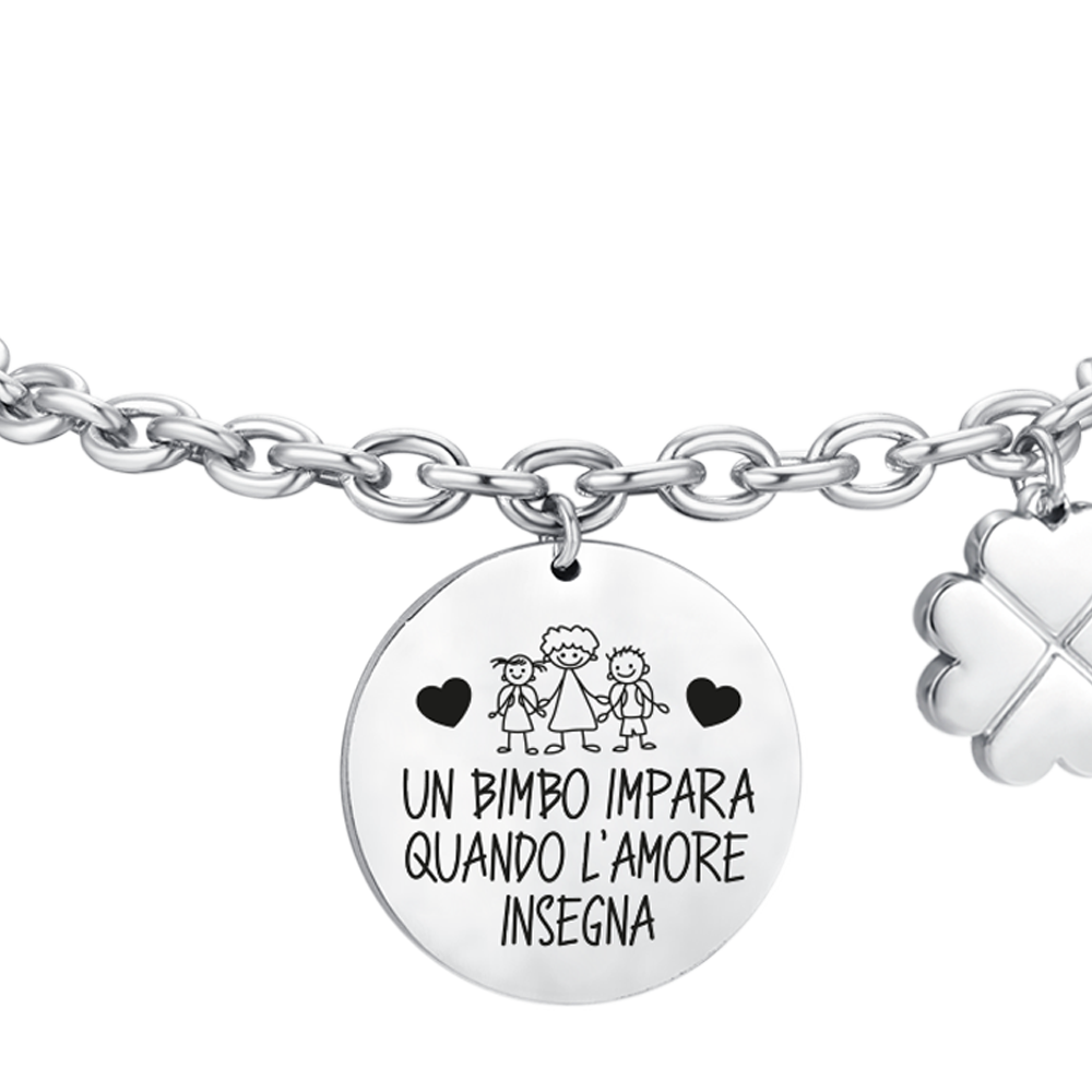 BRACELET EN ACIER POUR DAMES UN ENFANT APPREND QUAND L'AMOUR ENSEIGNE