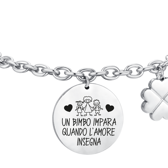 BRACELET EN ACIER POUR DAMES UN ENFANT APPREND QUAND L'AMOUR ENSEIGNE