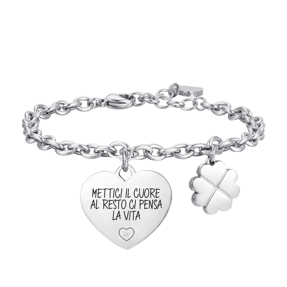 BRACELET EN ACIER POUR FEMMES METTEZ-Y DU COEUR ET LA VIE S'OCCUPE DU RESTE