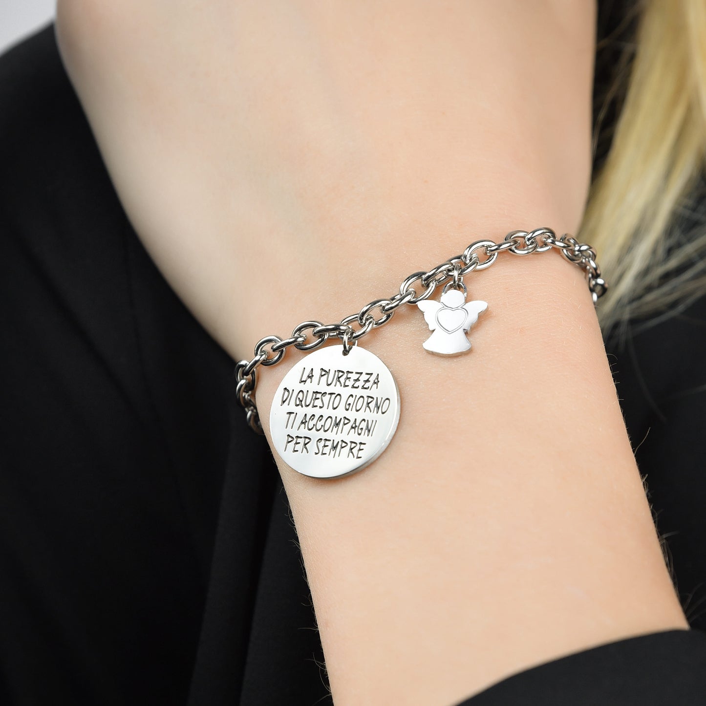 BRACELET EN ACIER POUR FEMMES QUE LA PURETÉ DE CE JOUR VOUS ACCOMPAGNE POUR TOUJOURS