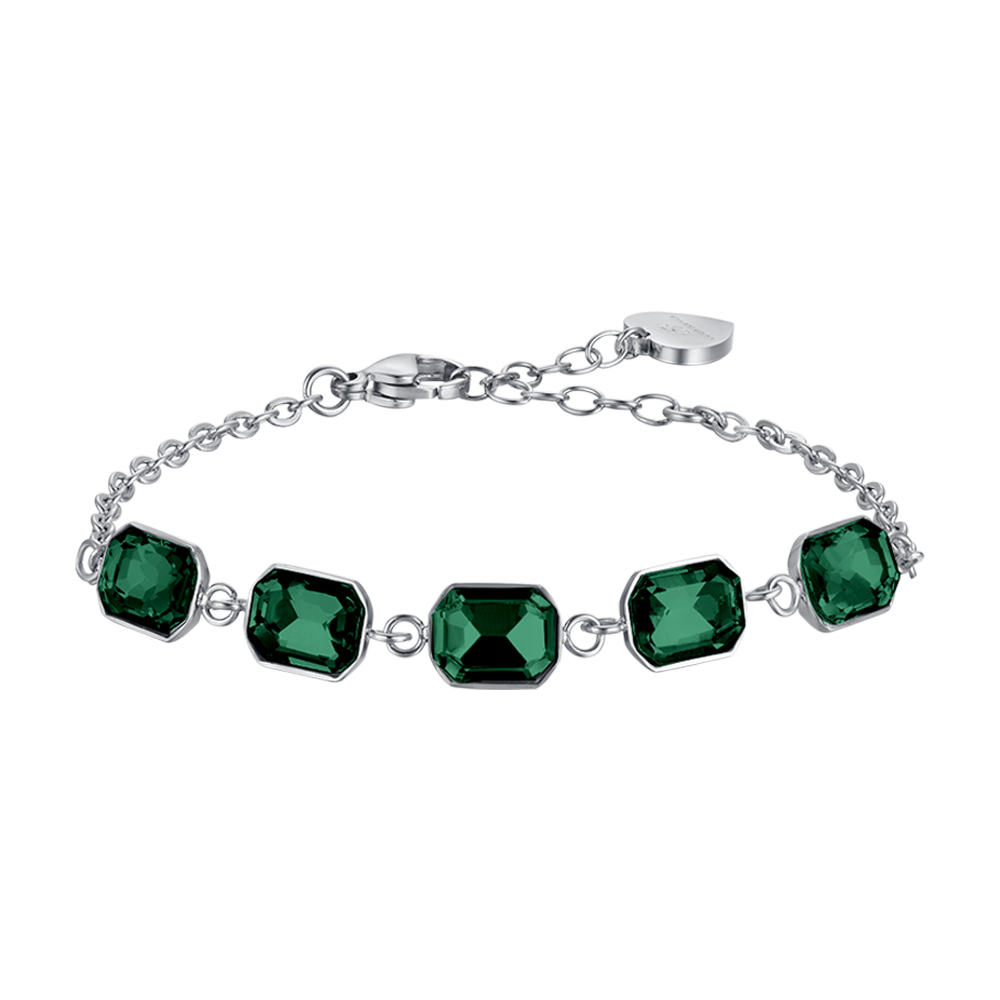 BRACELET ACIER POUR FEMME AVEC CRISTAUX VERTS